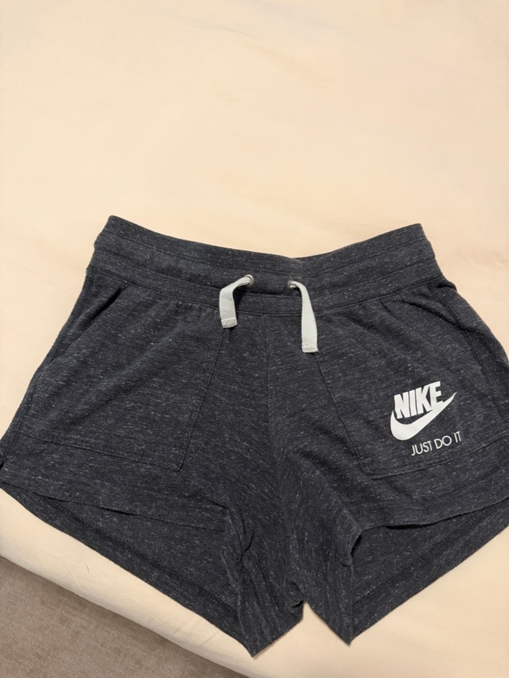 Nike Charcoal Heather Knit Shorts with White Logo